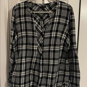 Talbots Black and White Checkered with Buttons Shirt